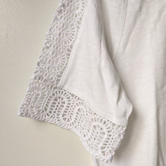 LOFT White Tee with Cotton Lace Details - Picture 3 of 10